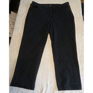 Basic Editions Womens Jeans Black 18short Classic Fit Tapered Denim Cotton Blend